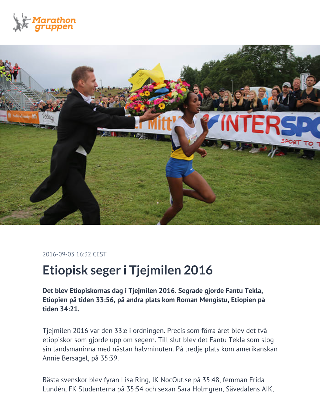 Etiopisk Seger I Tjejmilen 2016