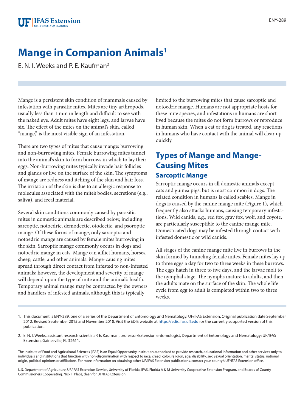 Mange in Companion Animals1 E