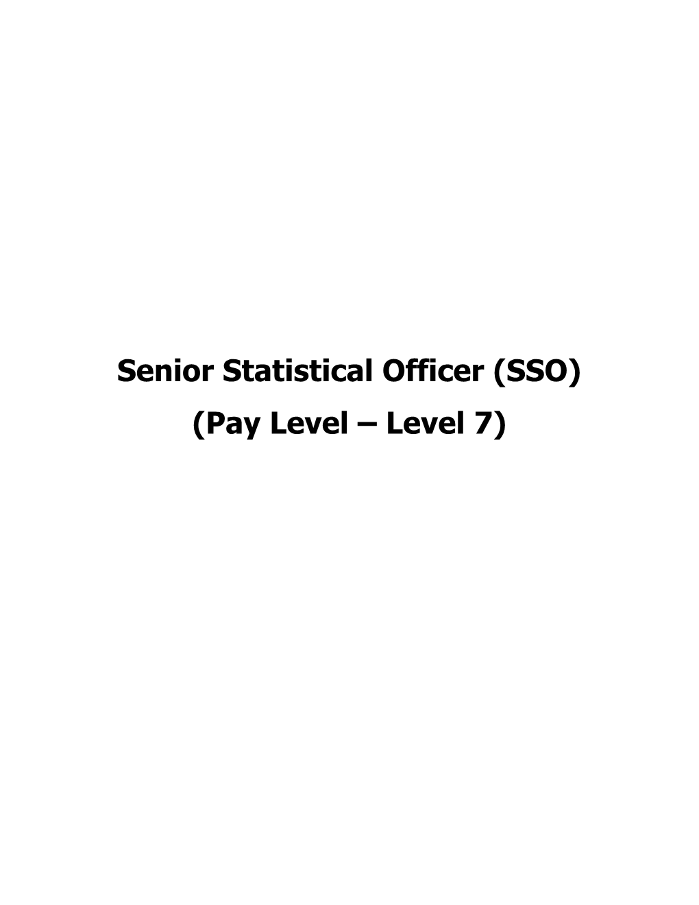 Senior Statistical Officer (SSO) (Pay Level – Level 7)