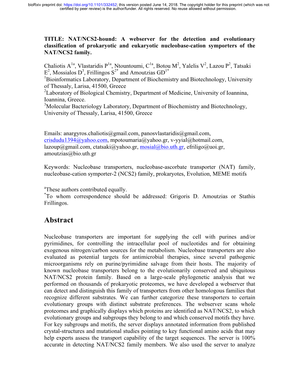 NAT/NCS2-Hound: a Webserver for the Detection and Evolutionary Classification of Prokaryotic and Eukaryotic Nucleobase–Cation