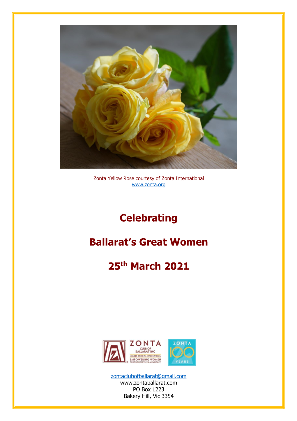 Celebrating Ballarat's Great Women 25Th March 2021