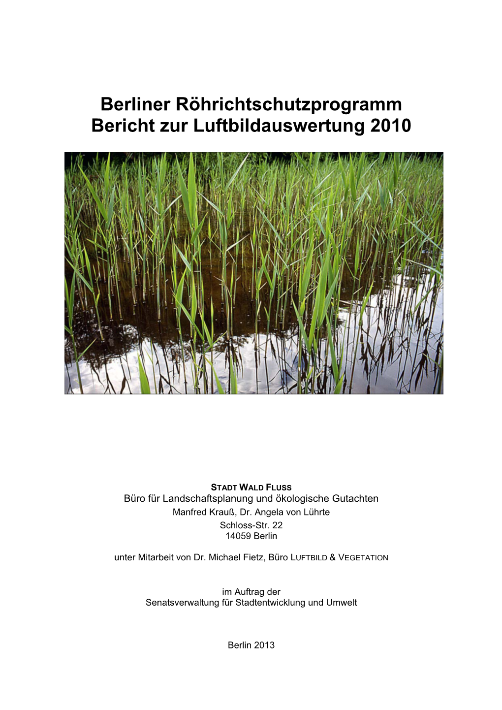 Berliner Röhrichtschutzprogramm Bericht Zur Luftbildauswertung 2010