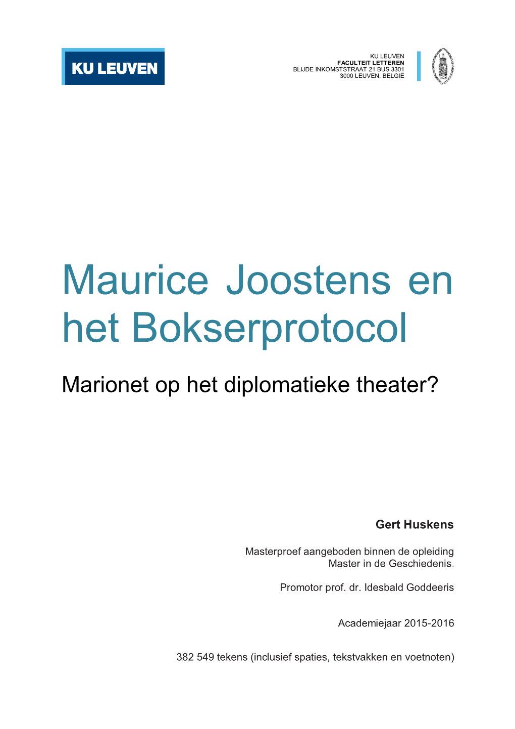 Maurice Joostens En Het Bokserprotocol