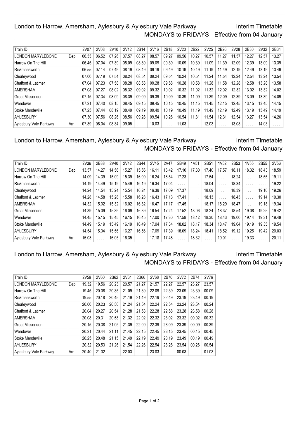 London to Harrow, Amersham, Aylesbury & Aylesbury Vale