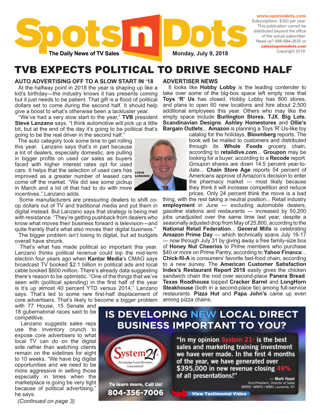 Tvb Expects Political to Drive Second Half