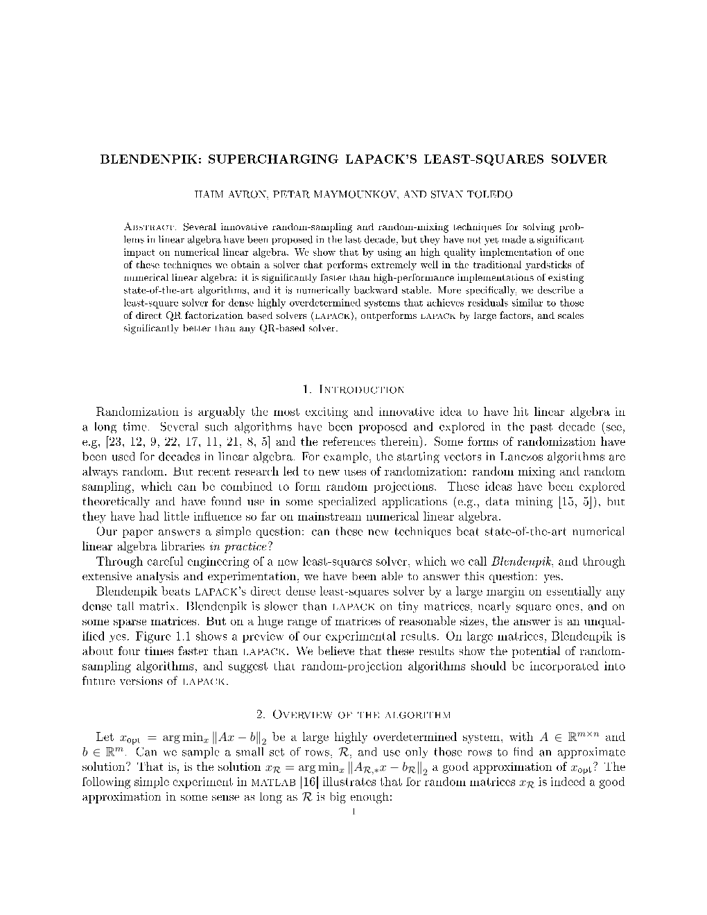 Blendenpik: Supercharging Lapack's Least-Squares Solver