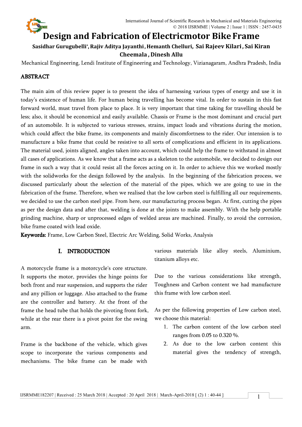 International Journal of Scientific Research in Mechanical And