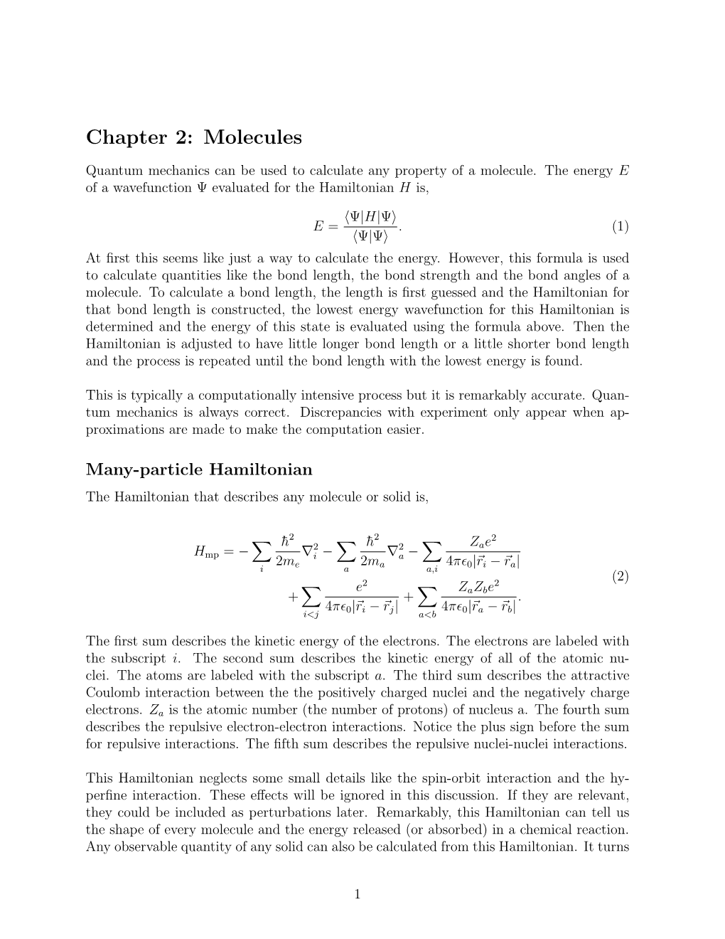 Chapter 2: Molecules