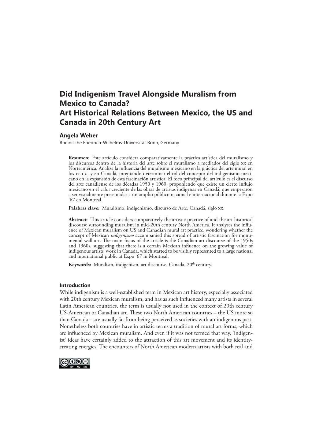 Did Indigenism Travel Alongside Muralism from Mexico to Canada? 259