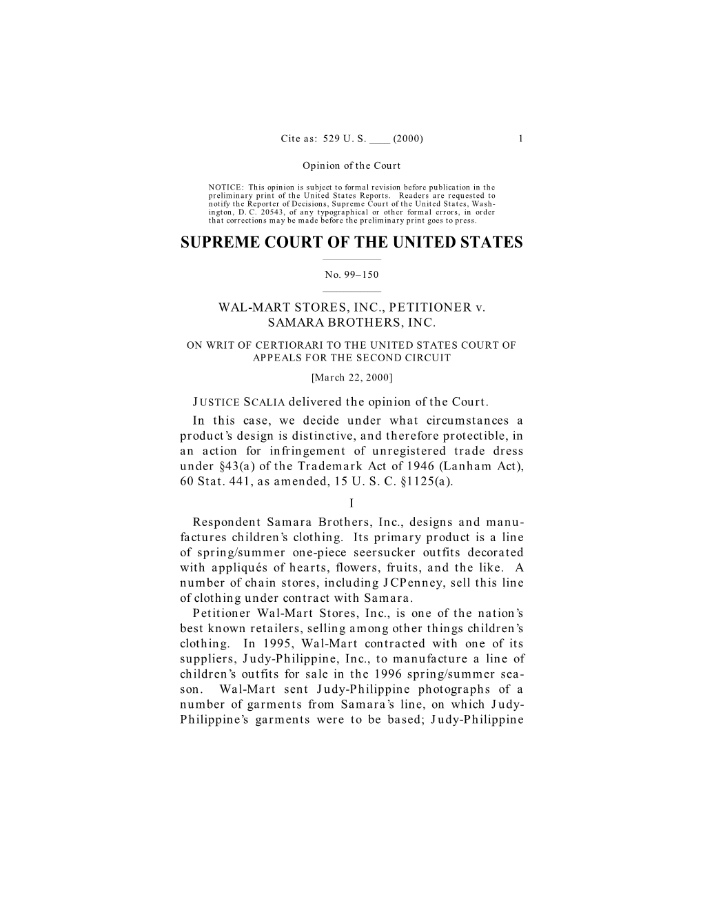 WAL-MART STORES, INC. V. SAMARA BROTHERS, INC