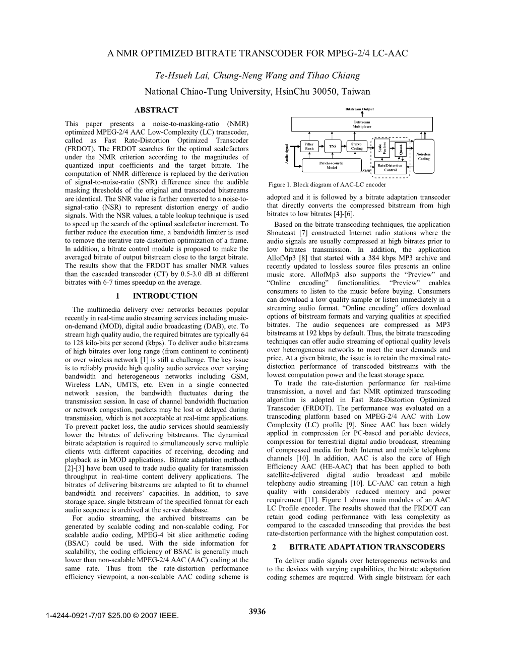 A Nmr Optimized Bitrate Transcoder for Mpeg-2/4 Lc-Aac