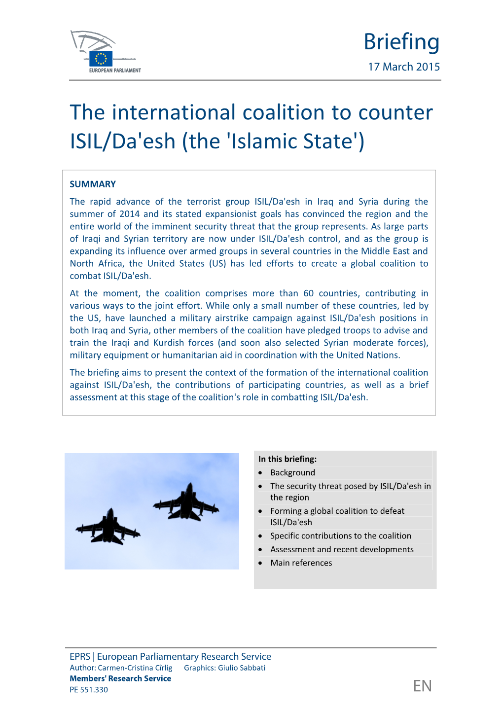 The International Coalition to Counter ISIL/Da'esh (The 'Islamic State')