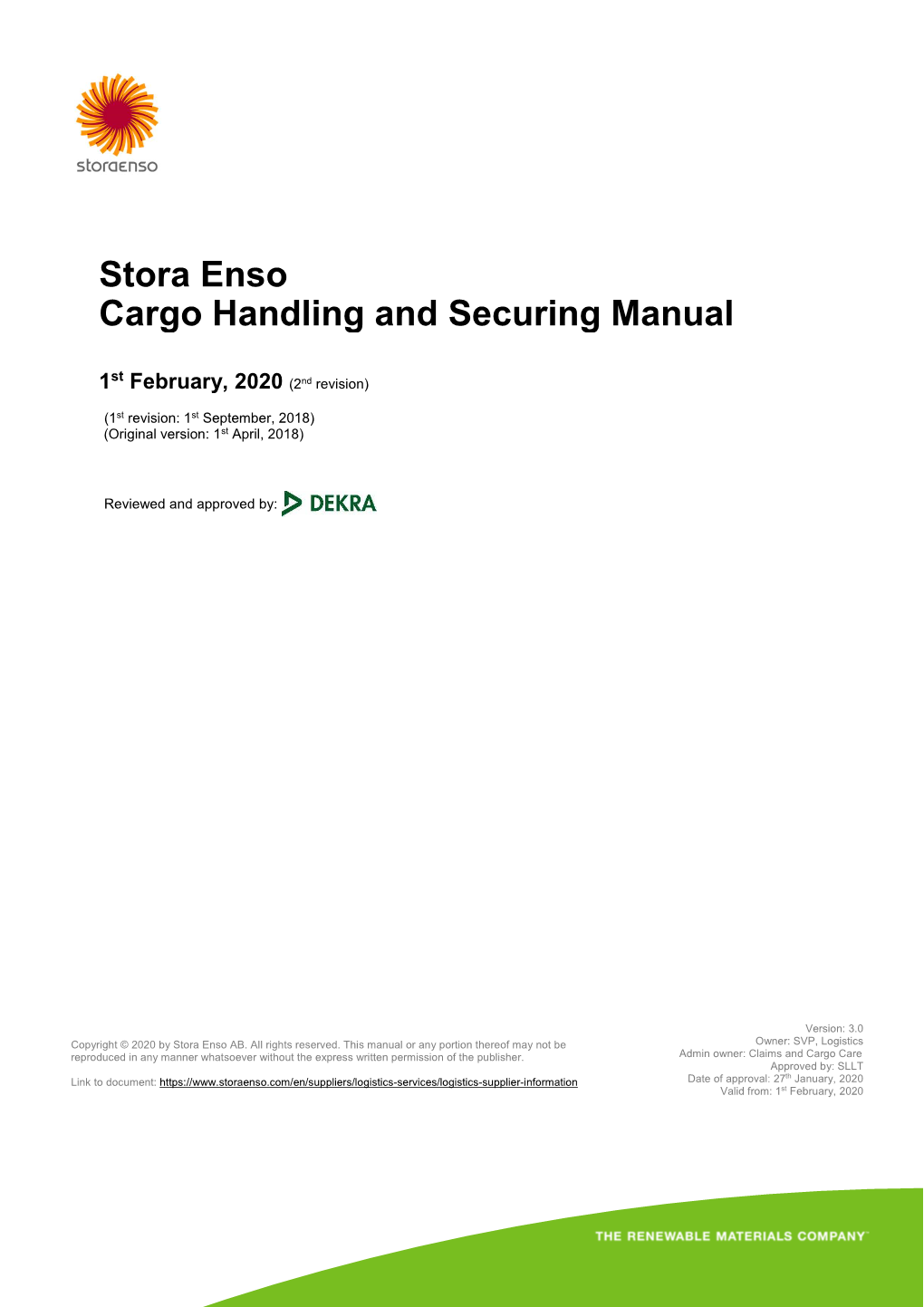 Stora Enso Cargo Handling and Securing Manual