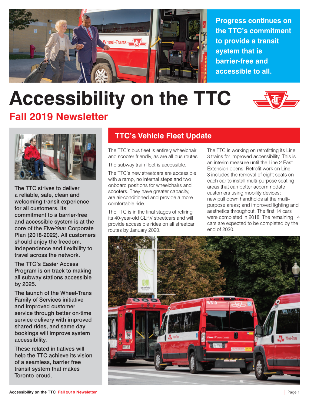 Accessibility on the TTC Fall 2019 Newsletter