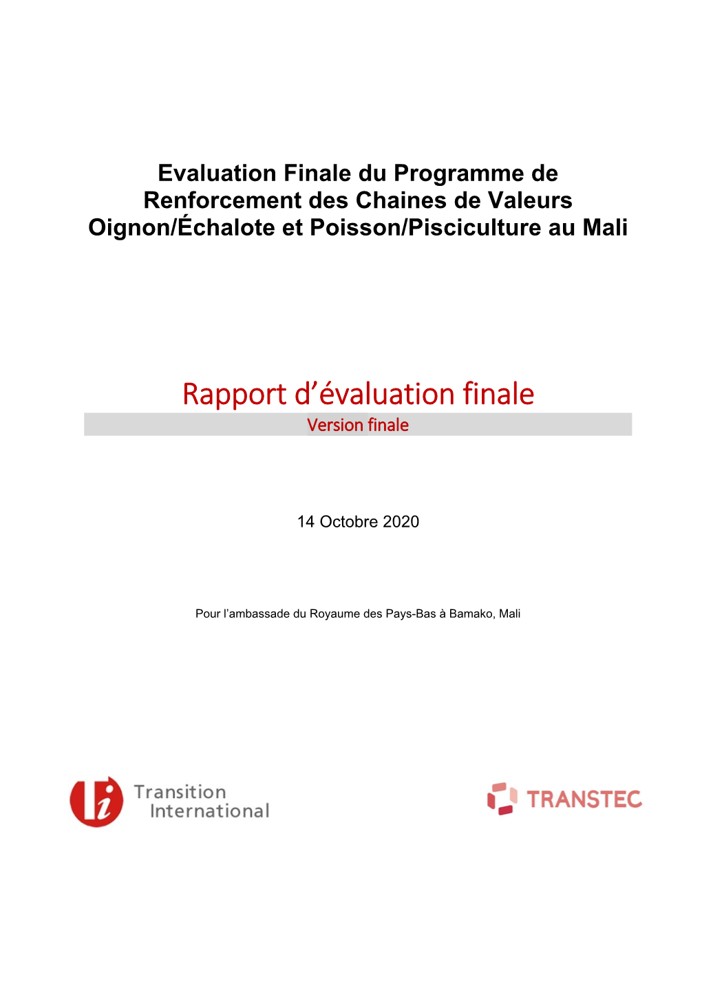 Rapport D'évaluation Finale