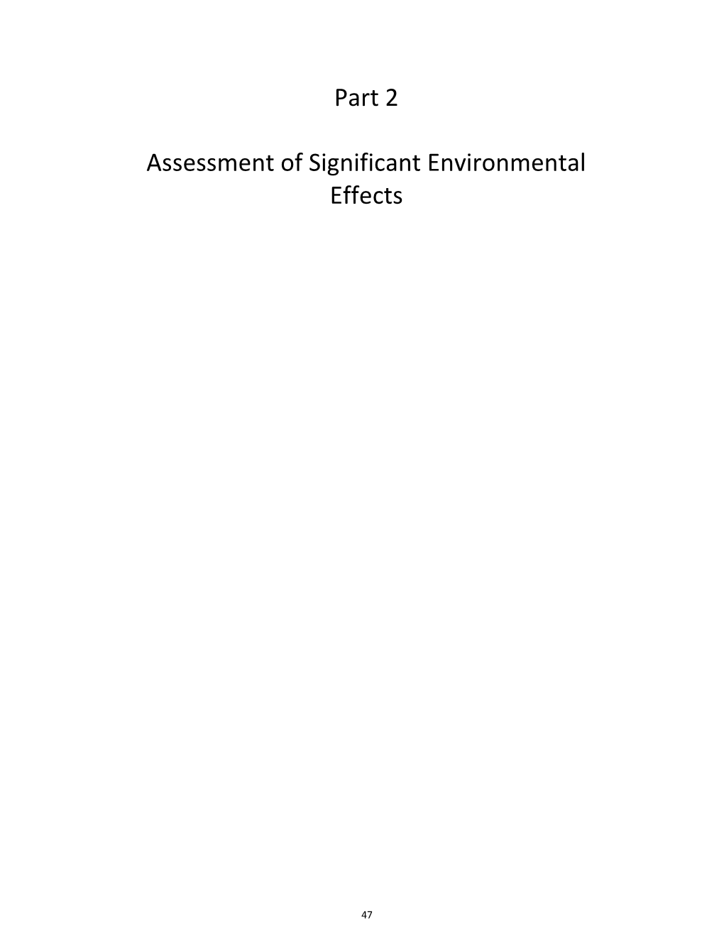 Part 2 Assessment of Significant Environmental Effects
