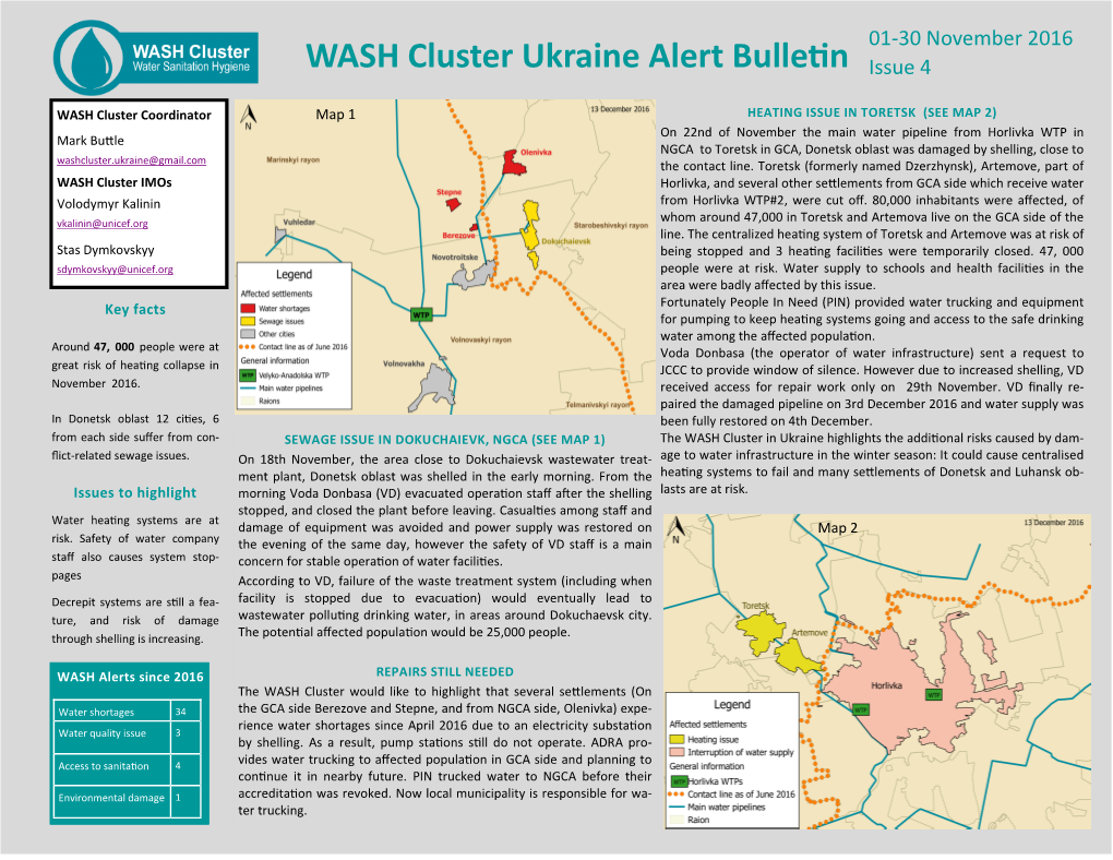 WASH Cluster Ukraine Alert Bulletin Issue 4