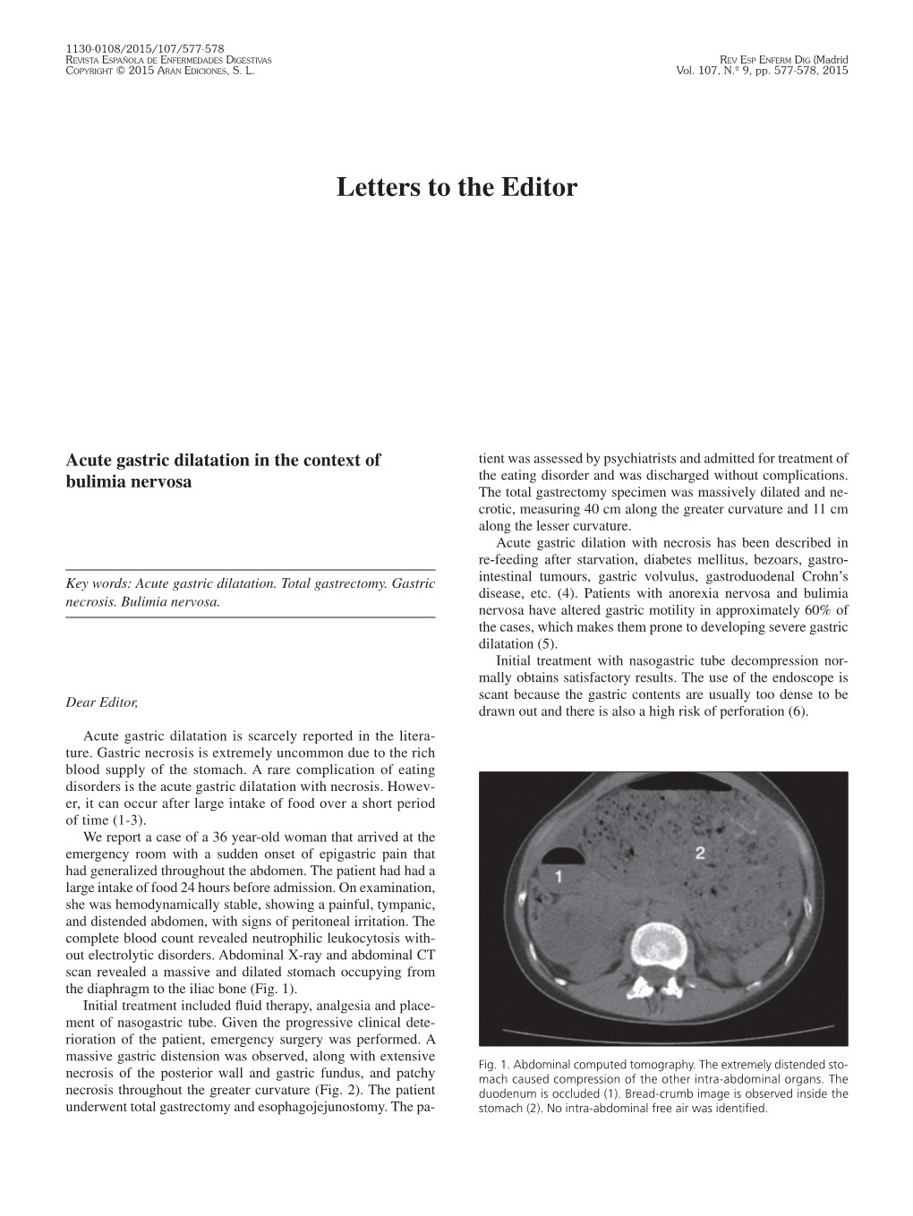 Acute Gastric Dilatation in the Context of Bulimia Nervosa