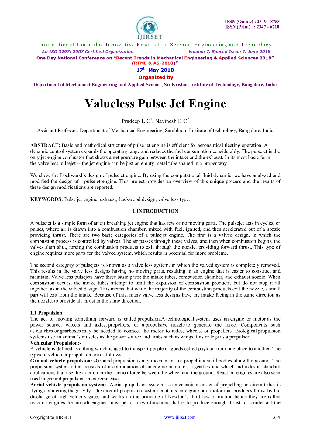 Valueless Pulse Jet Engine