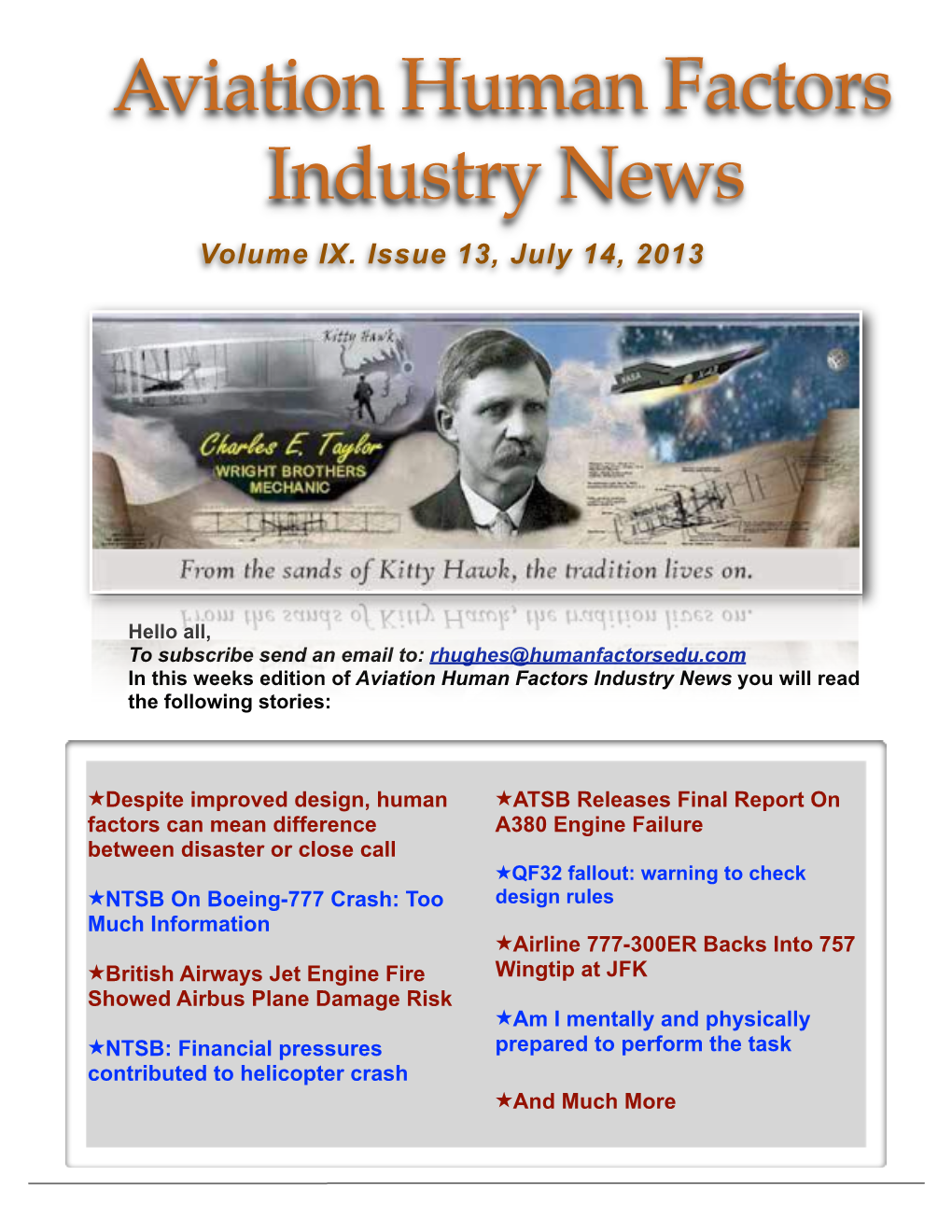 Human Factors Industry News ! Volume IX