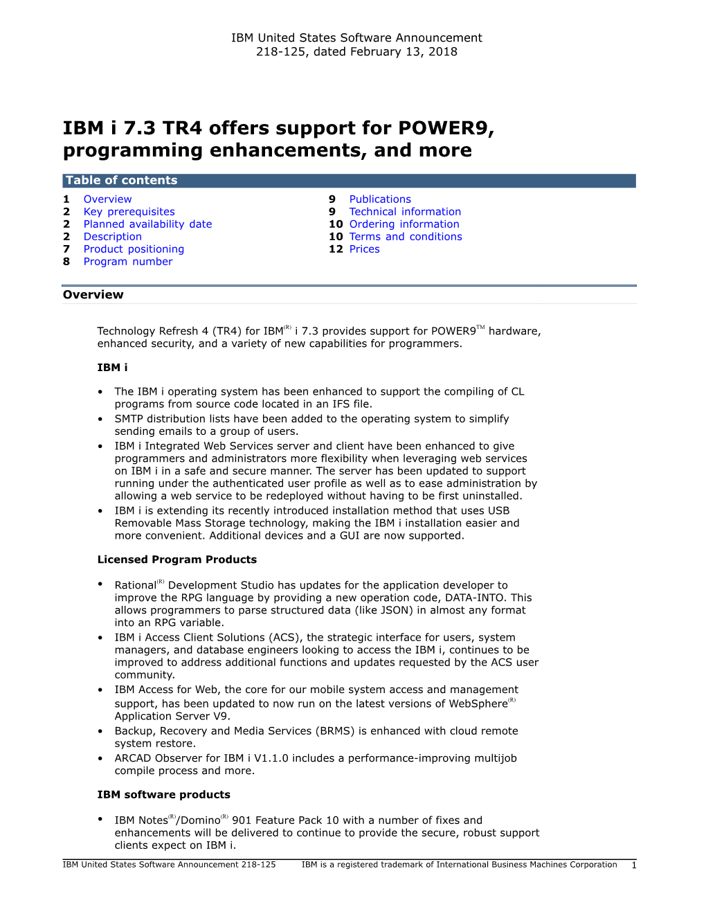 IBM I 7.3 TR4 Offers Support for POWER9, Programming Enhancements, and More