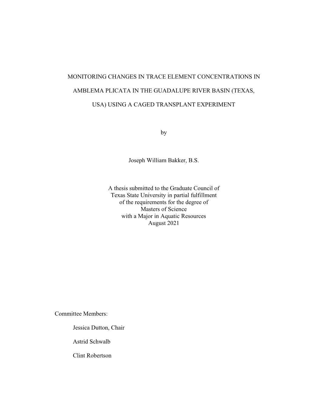 Monitoring Changes in Trace Element Concentrations In