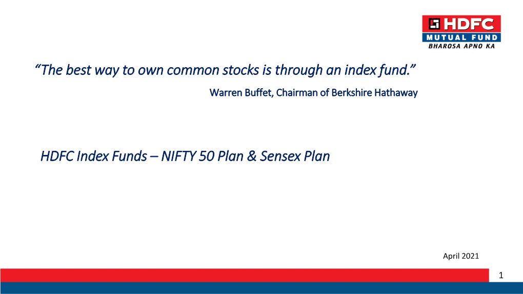 HDFC Index Funds – NIFTY 50 Plan & Sensex Plan