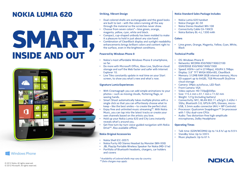 Nokia Lumia 620 Datasheet FINAL