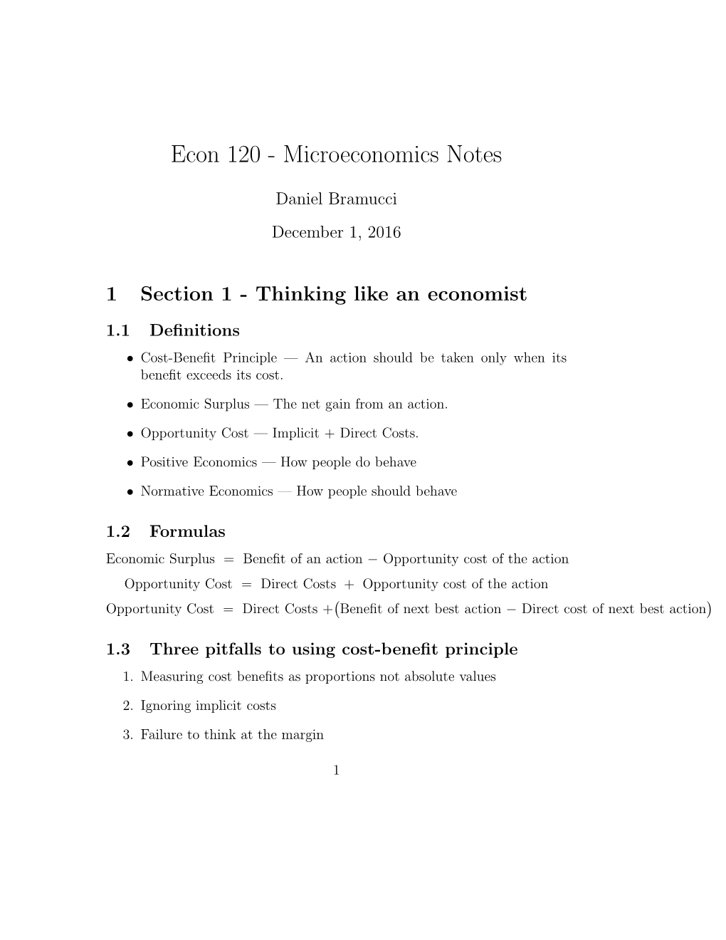 Econ 120 - Microeconomics Notes
