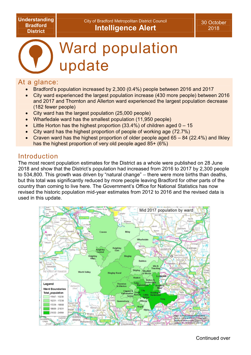 Ward Population Update