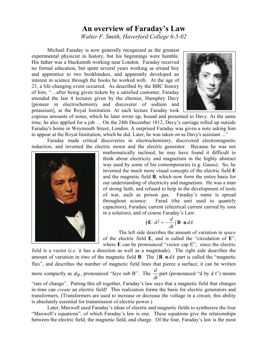 An Overview of Faraday's