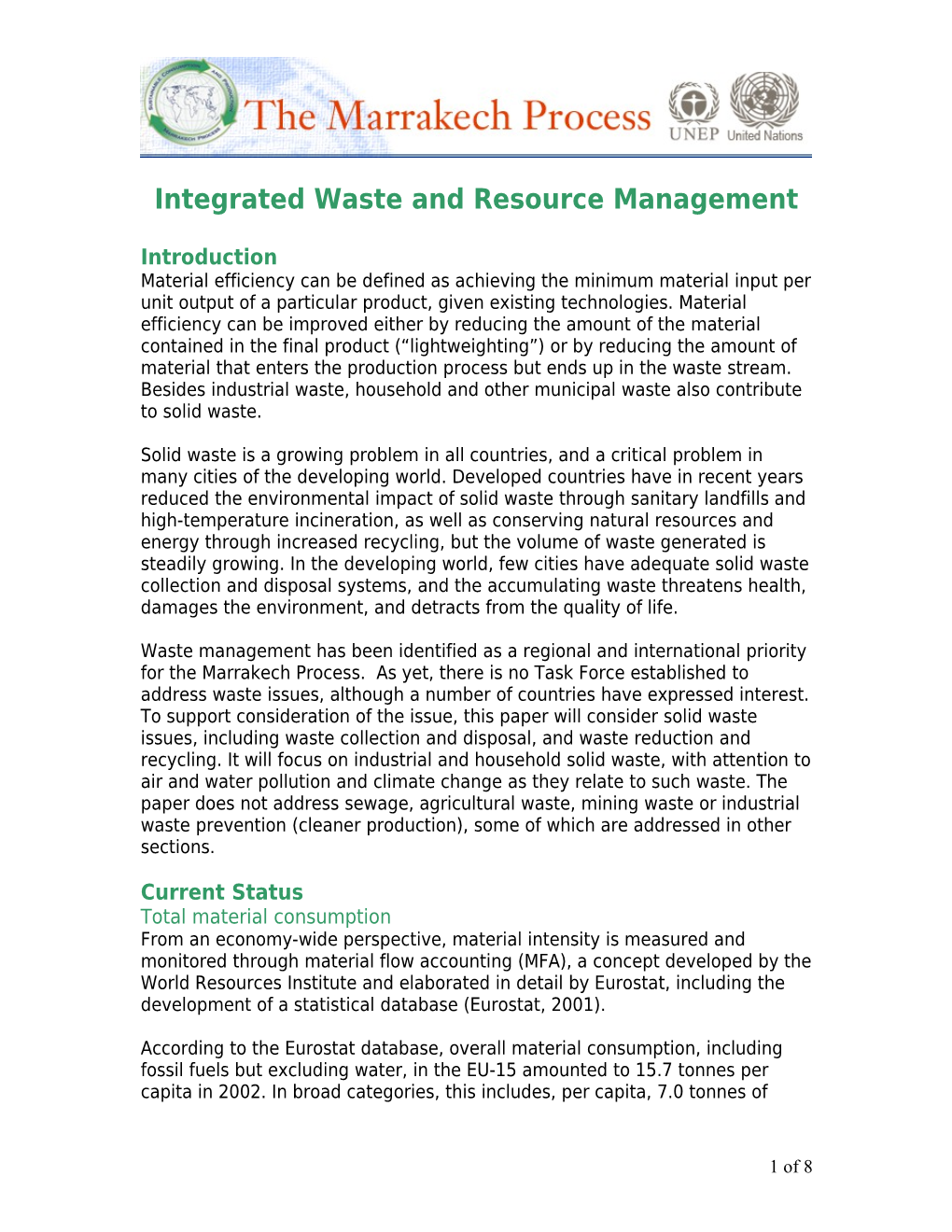 Integrated Waste and Resource Management