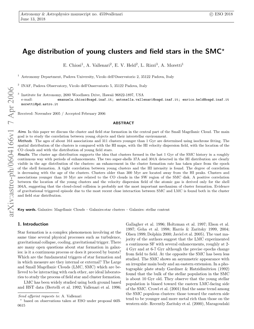 Age Distribution of Young Clusters and Field Stars in The