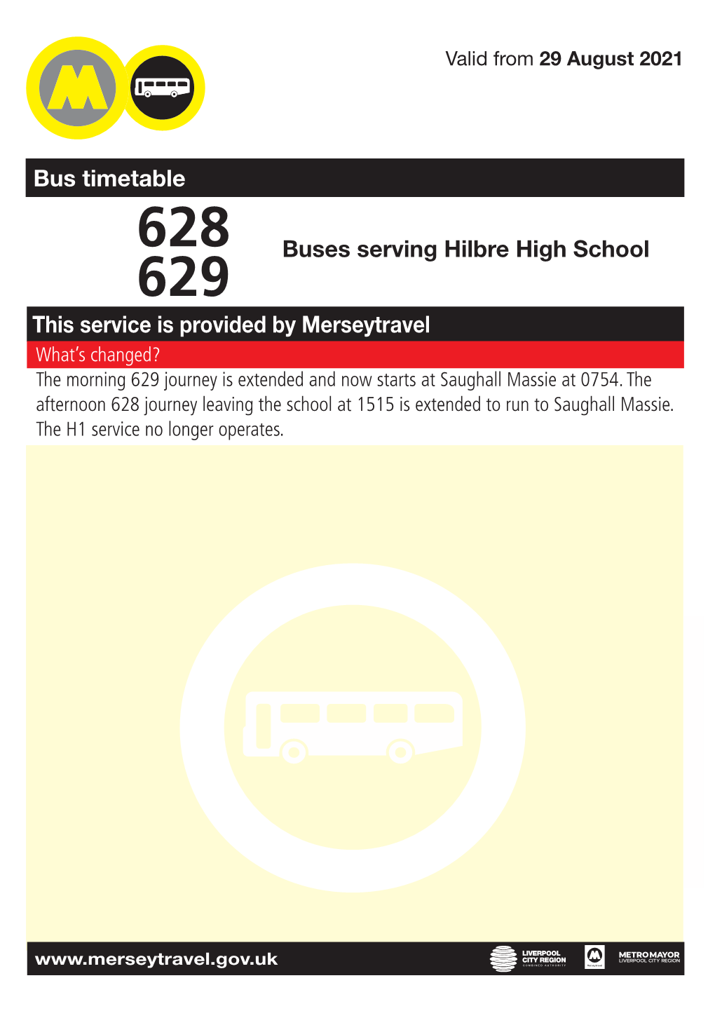 628 629 Buses Serving Hilbre High School