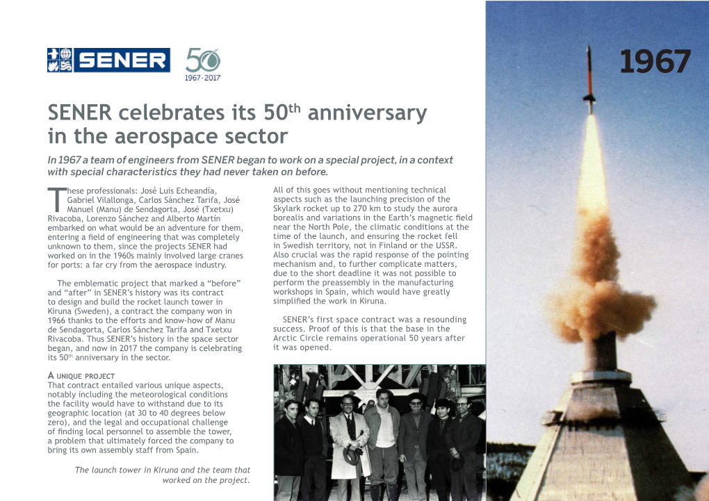 SENER Celebrates Its 50Th Anniversary in the Aerospace Sector