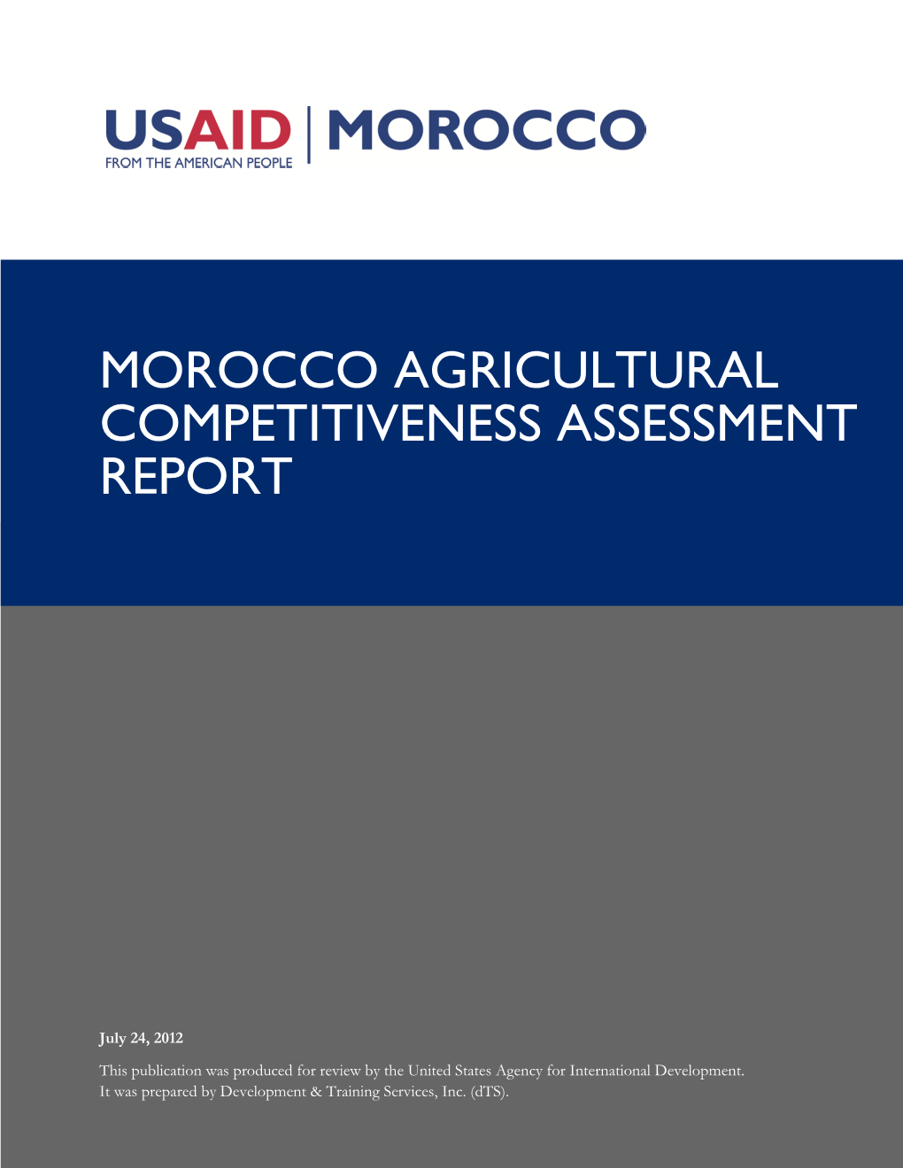 Morocco Agricultural Competitiveness Assessment Report