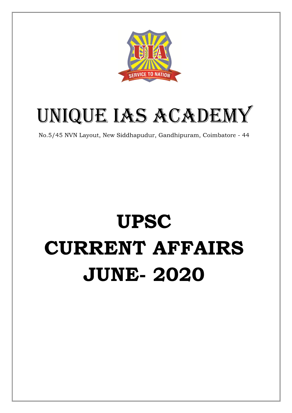 Upsc Current Affairs June- 2020