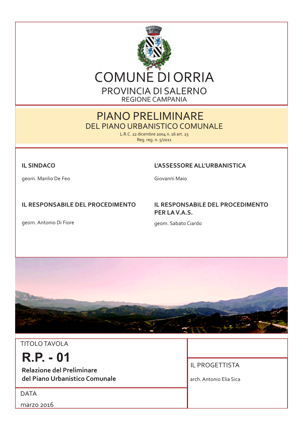 Relazione Del Preliminare Del Piano Urbanistico