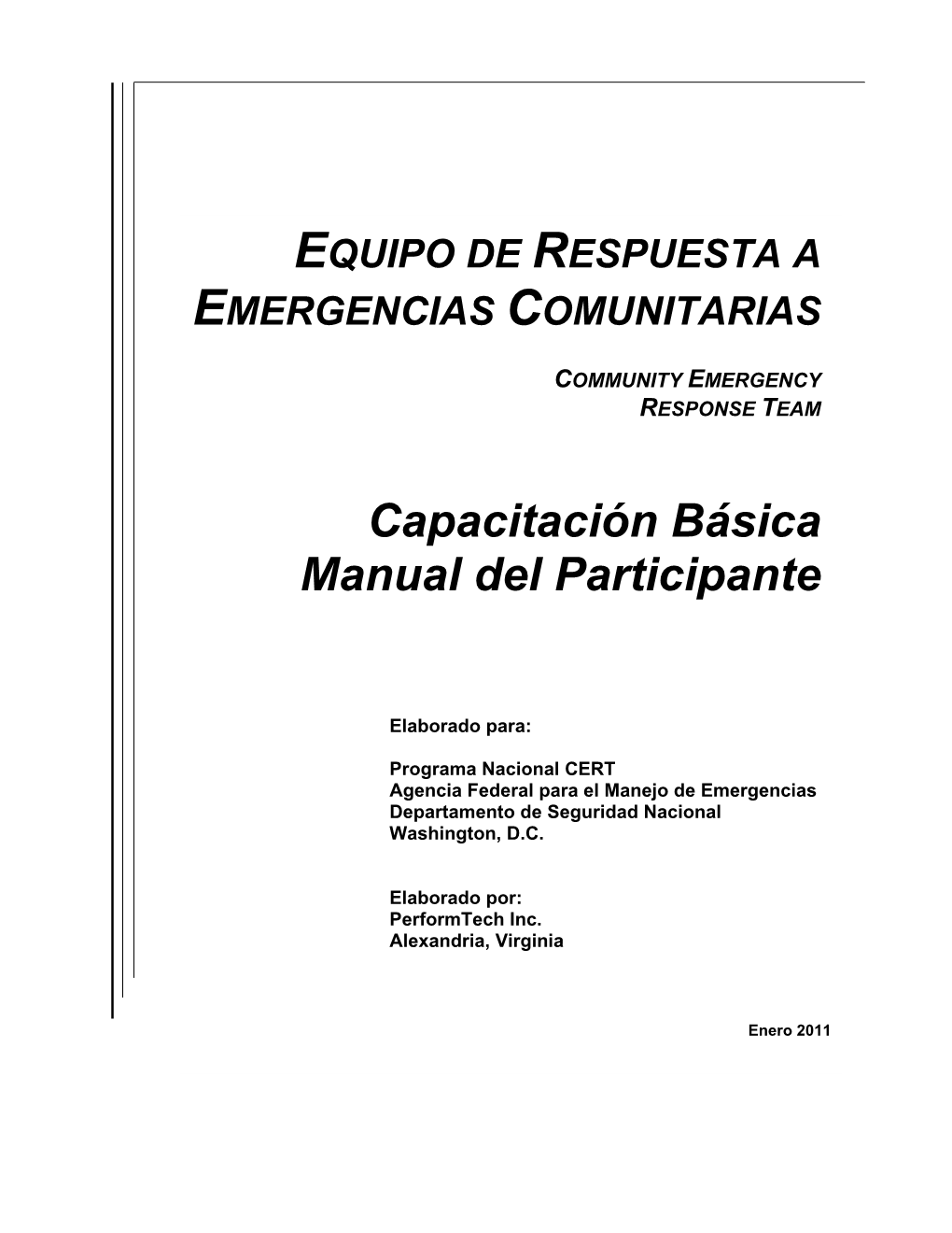 Capacitación Básica Manual Del Participante Del CERT