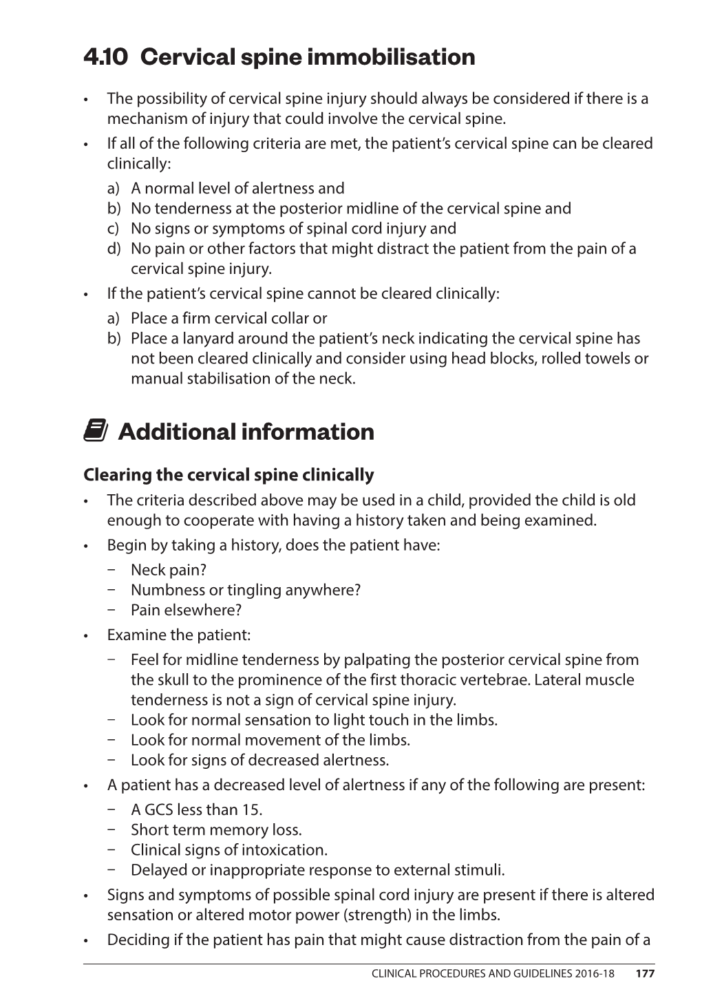 4.10 Cervical Spine Immobilisation Additional Information