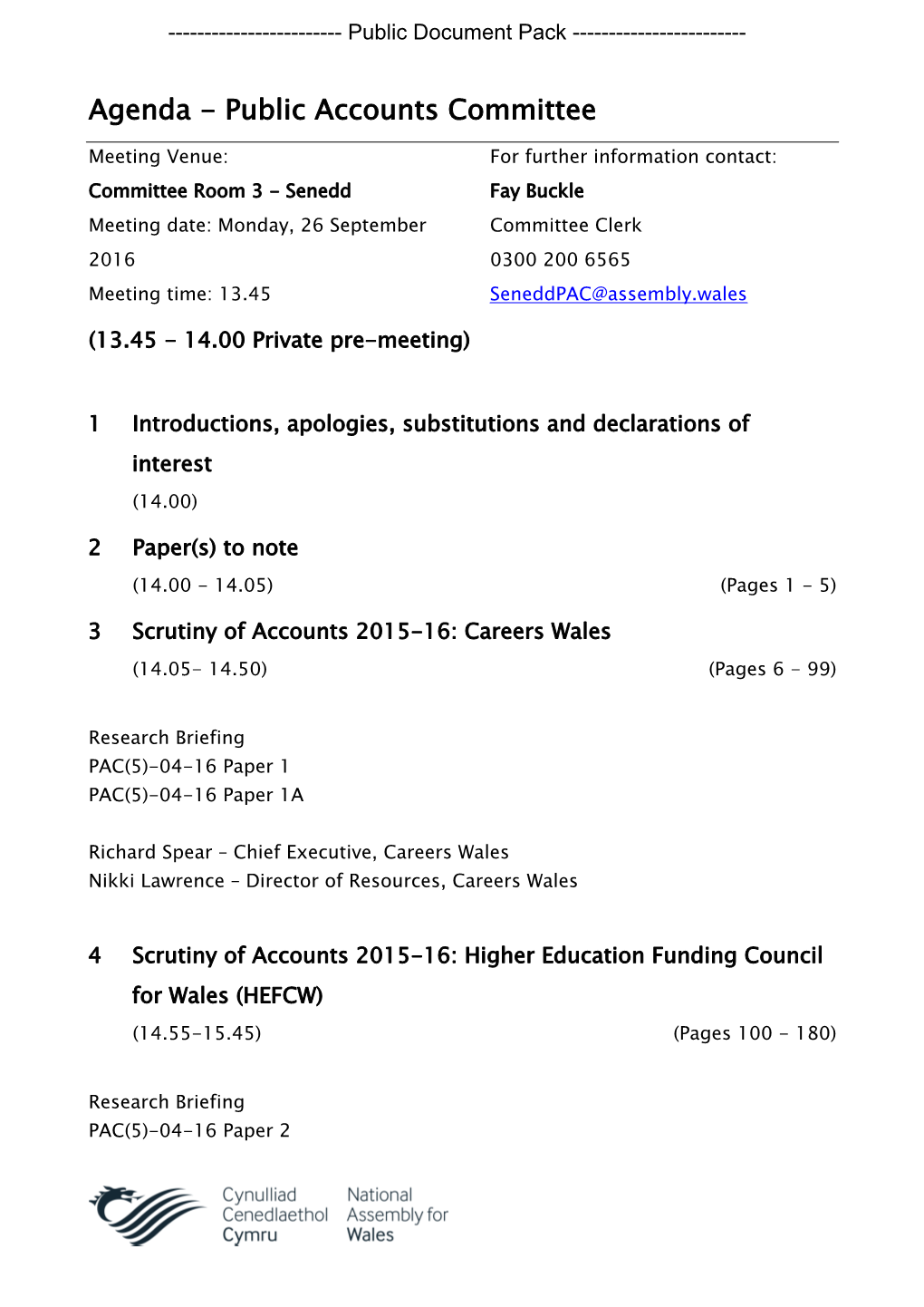 (Public Pack)Agenda Document for Public Accounts Committee, 26/09