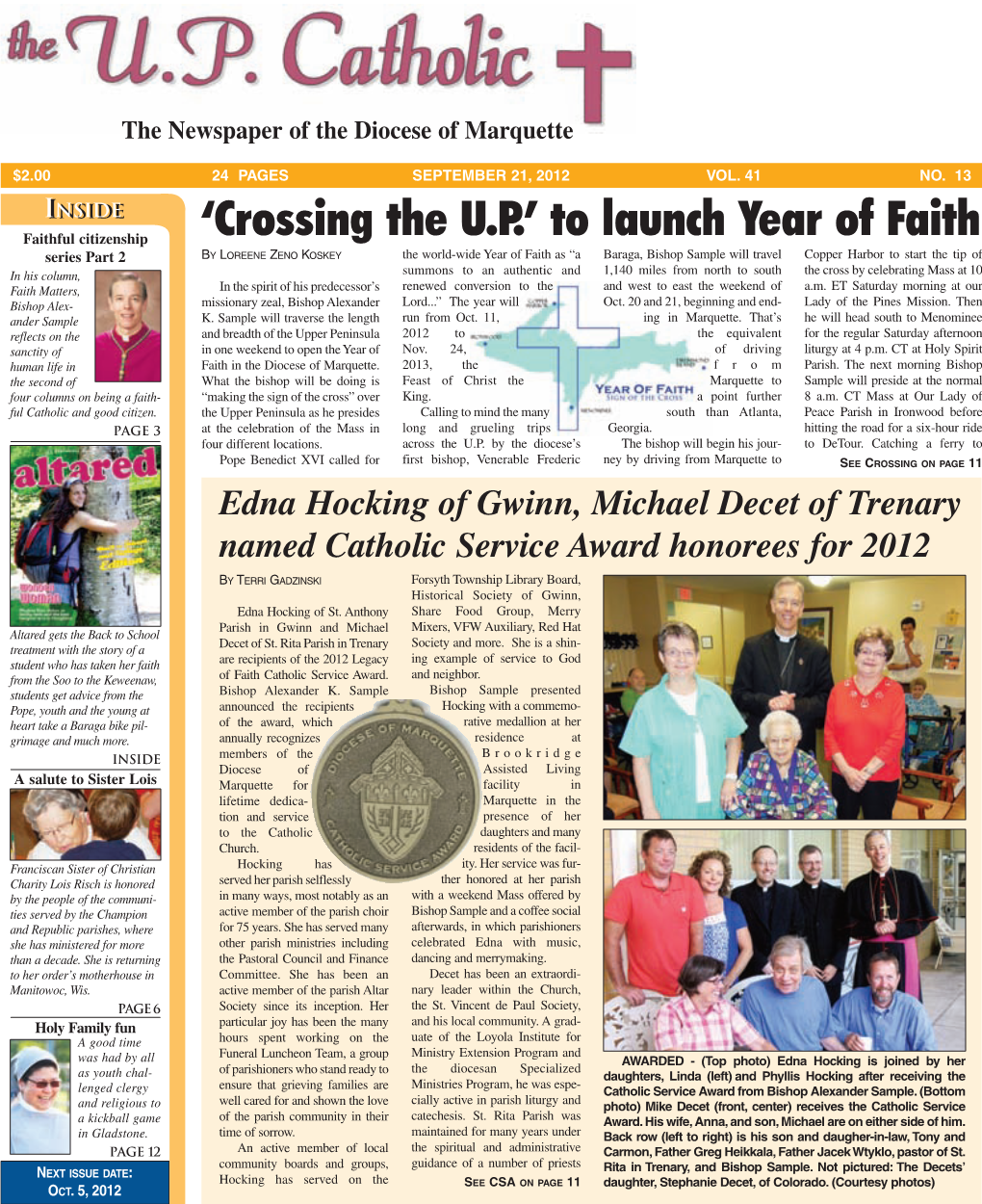 'Crossing the U.P.' to Launch Year of Faith