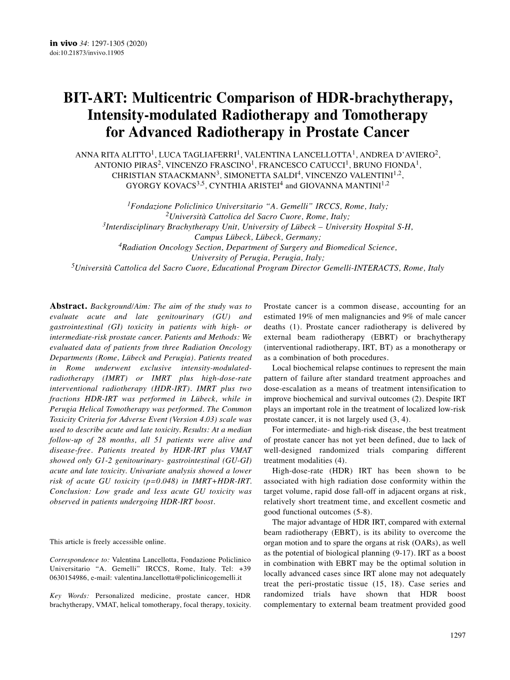 Multicentric Comparison of HDR-Brachytherapy