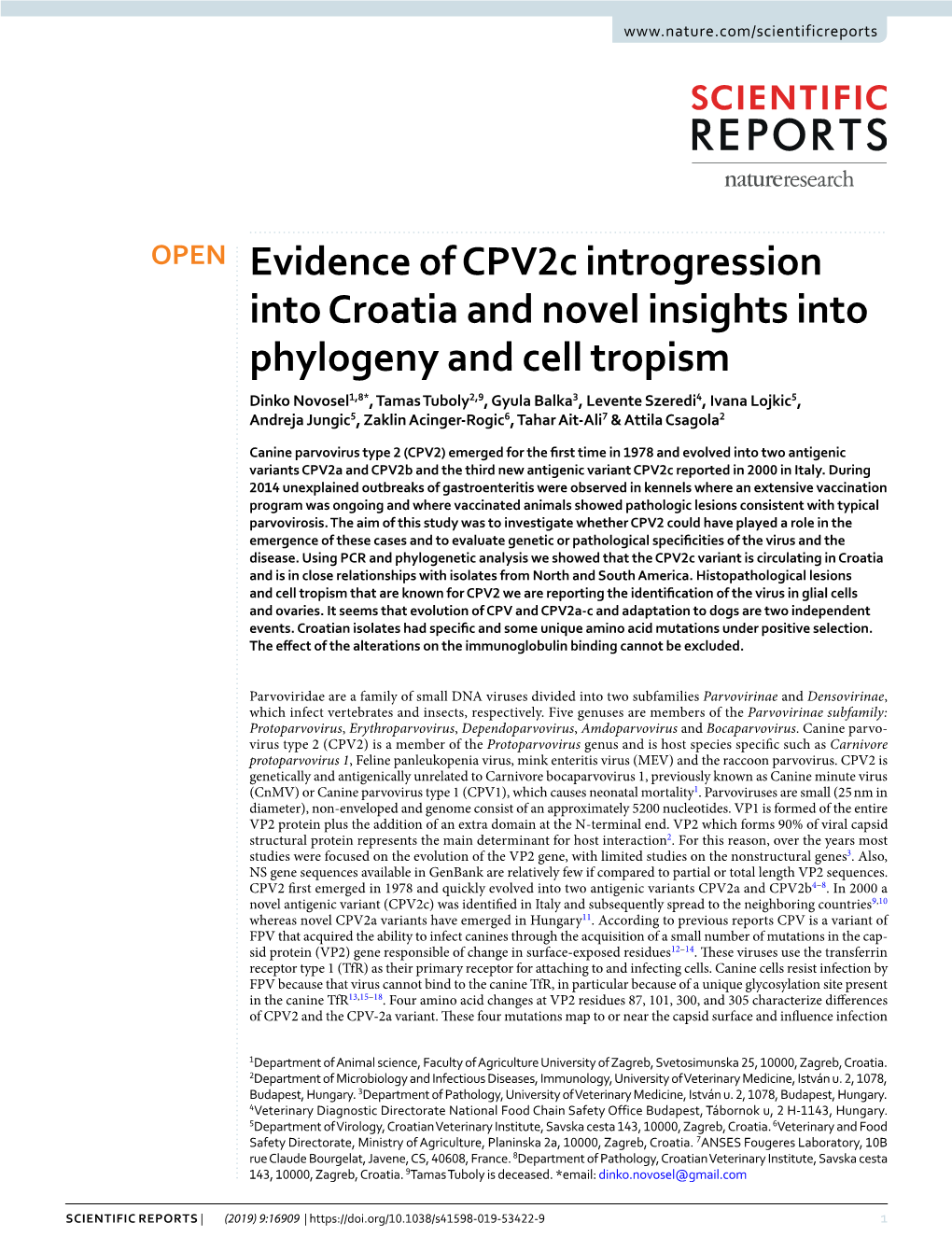 Evidence of Cpv2c Introgression Into Croatia and Novel Insights Into