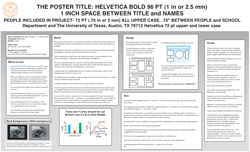 THE POSTER TITLE: HELVETICA BOLD 96 PT (1 in Or 2.5 Mm) 1