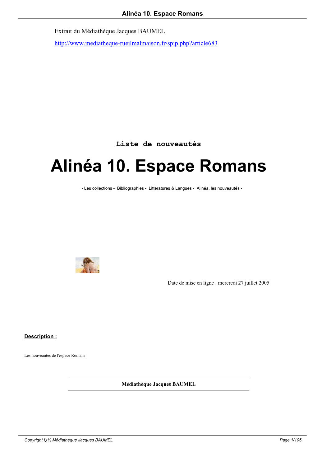 Alinéa 10. Espace Romans
