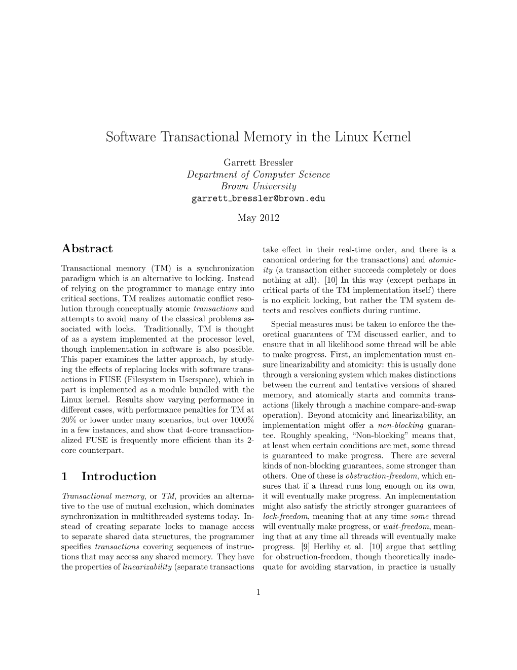 Software Transactional Memory in the Linux Kernel