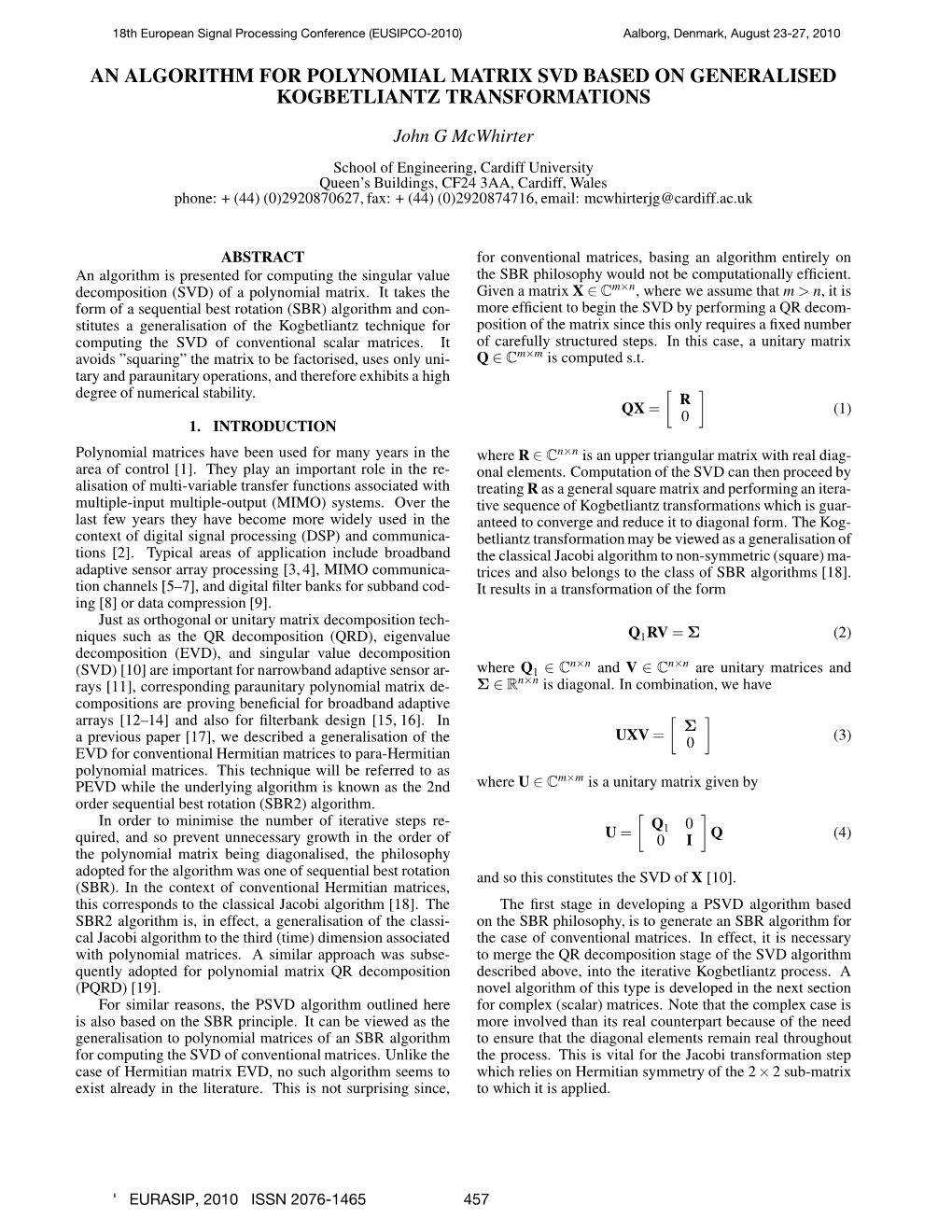 An Algorithm for Polynomial Matrix SVD Based on Generalised