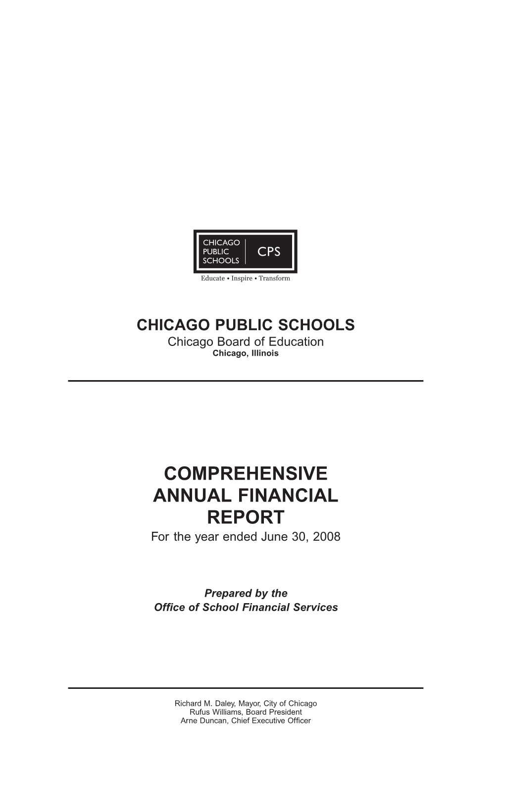 COMPREHENSIVE ANNUAL FINANCIAL REPORT for the Year Ended June 30, 2008