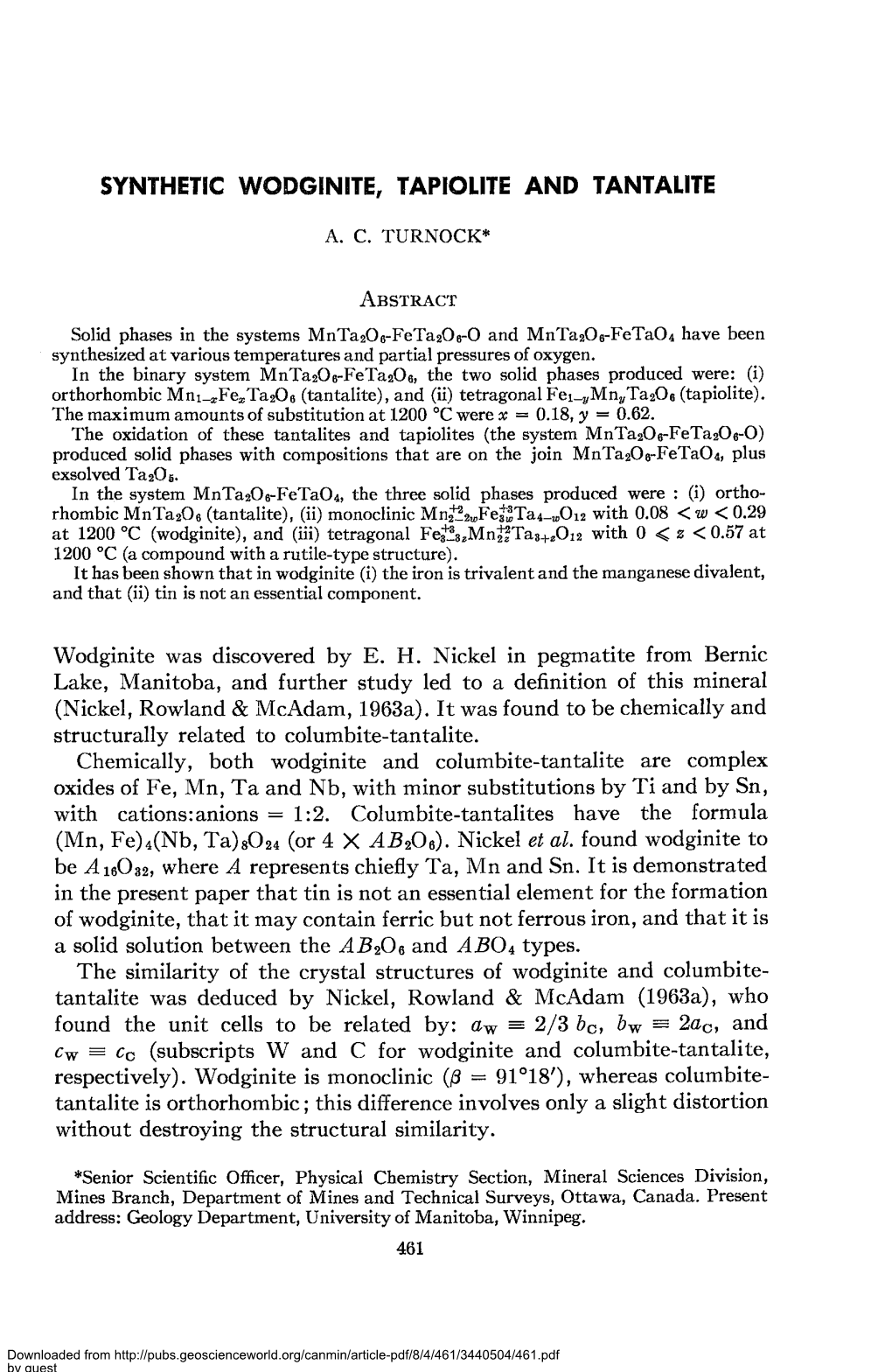 Synthetic Wodginite, Tapiotite and Tantatite